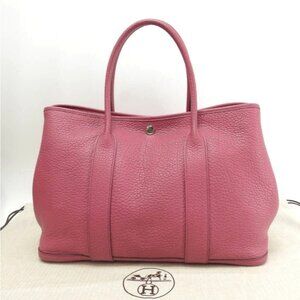 Hermes Garden Party 36 PM Negonda Leather Tote Bag Pink Handbag Purse